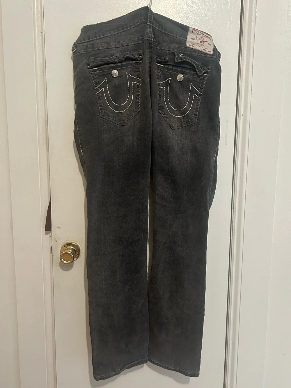 True Religion Men's Black Faded Relaxed Jeans